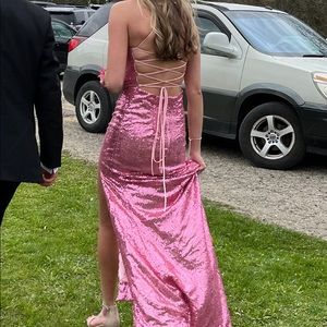 Prom dress in pink sequins